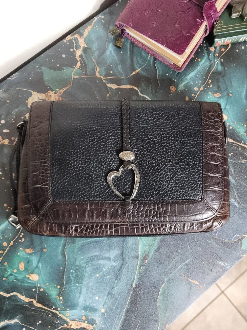 Brighton Harvest Heart Organizer Crossbody/Clutch - MISSING STRAP